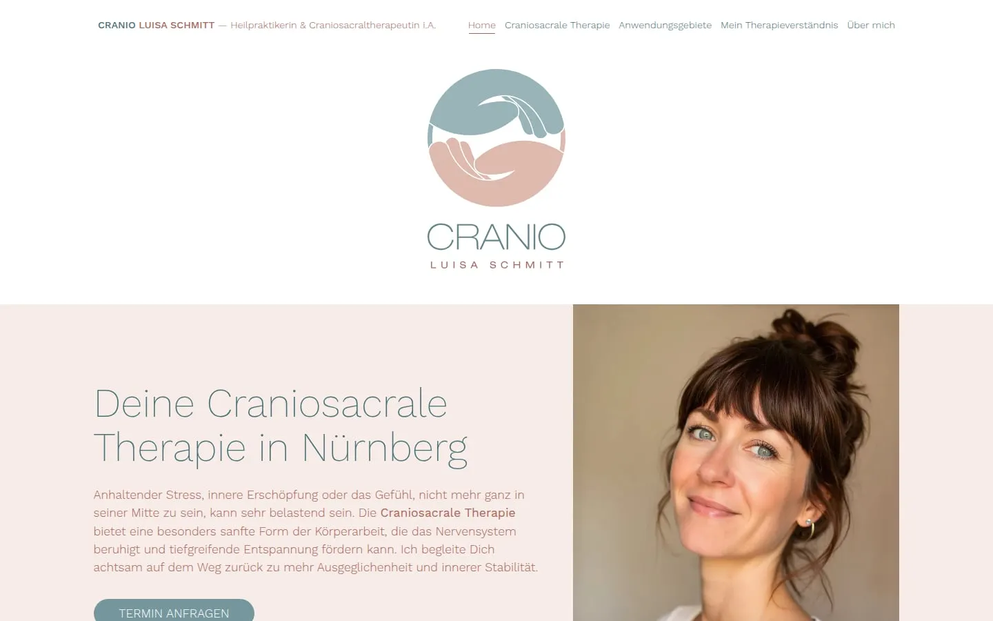 Startseite der Praxis für Craniosacrale Therapie in Nürnberg am Desktop